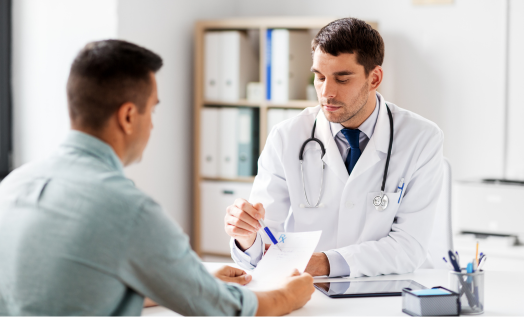 doctor and patient at desk